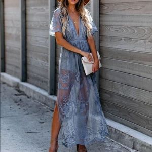 NWT Blue lace maxi romper